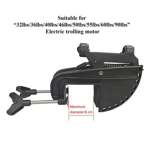 Beefy Built Electric Trolling Motor Bracket And Hinge Assembly For Outboard Stent With Nylon Body And Stainless Steel Hardware Fits Transom Up To Three Inches Thick And Six Inches Wide For Shaft Size One And One Eighth Inches