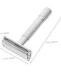 Long Handle Safety Razor for Men With Butterfly Open Design, Old School Vintage Style Beard Shaver, 3.3-inch handle