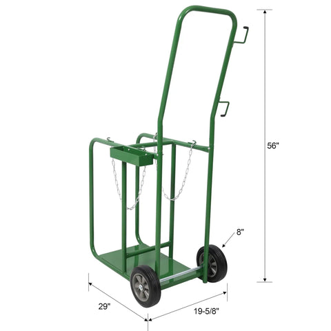 Built Like A Tank Cylinder Cart Welding Cylinder Hand Truck For Dual Oxygen Tank Hauling Made Simple With Eight Inch Solid Rubber Wheels That Roll Smooth And Carry Up To Four Forty Pounds Without Drama In Green