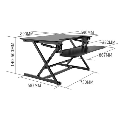 Ergonomic Height Adjustable Standing Desk With Smooth Rolling Casters Straight Up Solid Mobile Workstation dimensions 890mm by 590mm.