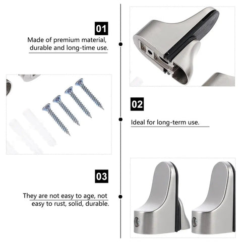 4 Pack Adjustable Floating Glass Shelf Brackets Zinc Alloy Clamp Mounts For Wall Shelves And Bookshelves, Smooth Finish