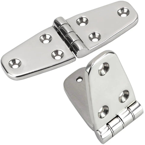 Marine Grade Stainless Steel Boat Hatch Hinge Set Heavy Duty Tough As Nails Four Inch By 1.5 Inch Hinges With Screws Corrosion Resistant
