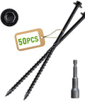 Heavy Duty Wood Screws Pack Of 50 Size 14 By 6 Inches With Hex Head And Hex Socket Black Alloy Steel Timber Log Landscaping Screws Rust Resistant