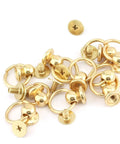 Real Deal 30 Pieces Heavy Duty Screwback Leather Rivet Kit With Pull Rings 8x6mm Round Head Metal Studs For Badass DIY Belt Bag Craft Projects In Silver Black Gold, gold screwback rivets with pull rings.