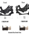 Complete Mechanical Disc Brake Kit With Dual Front And Rear Aluminum Calipers Paired To 160 Mm Stainless Rotors for hardtail bikes.