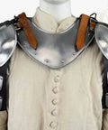 Heavy Duty Badass Medieval Iron Gorget And Spaulders Armor Set for Viking Crusader with interlocking segments front view