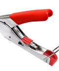 Front view of Coax Cable Crimper Tool Kit With 20 F Style RG59 RG6 Compression Connectors, featuring red handle and metal body.