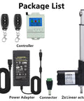 Components of Beefed-Up 24V 6000N DC Synchronous Linear Actuator Kit With Built-In Controller And EU Power Adapter 200mm Stroke