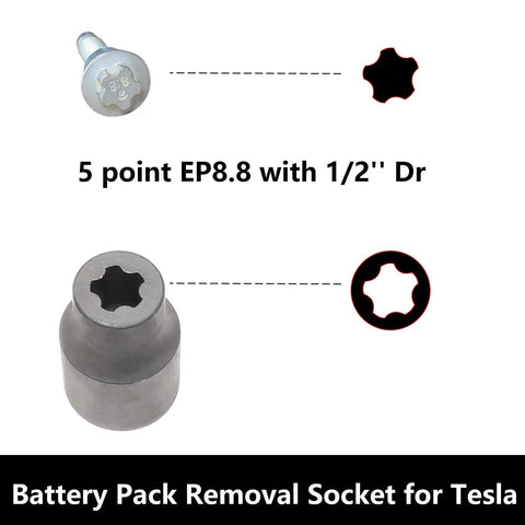 5 point EP8.8 socket with 1/2 inch drive for battery pack removal, part of External Torx Plus Socket Set 6 Point EP4 To EP32.