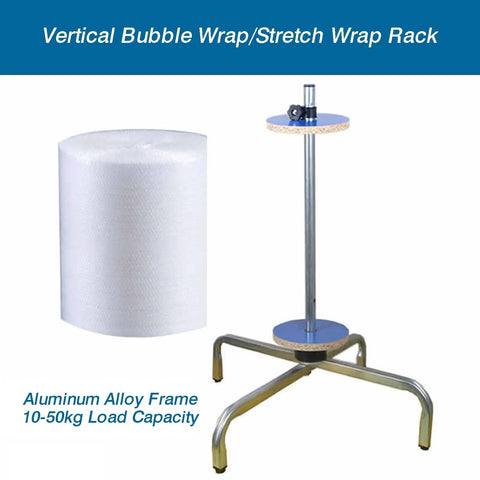 Heavy Duty Vertical Bubble Wrap Dispenser Workhorse With Solid Steel Frame That Rolls Smooth Shipping Station Organizer, aluminum frame with bubble wrap.