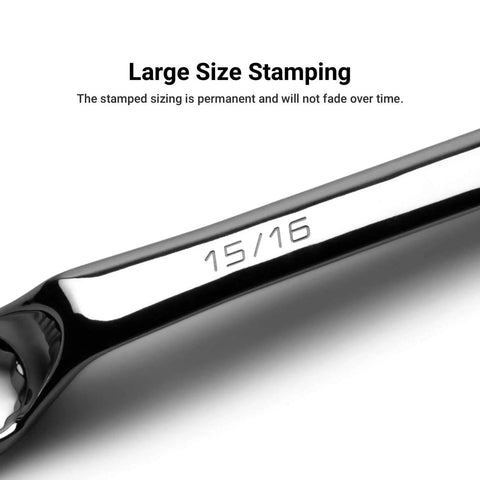 Extra Clearance And Leverage To Tackle Hard To Reach Fasteners In Tight Spaces With A Deep 75 Degree Offset Double Box End Wrench Set SAE One Quarter To One Inch 7 Piece With Heavy Duty Canvas Pouch