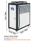 Air Cooled Water Chiller 5 Ton Portable Industrial Cooling Unit With 5HP Compressor 53L Stainless Steel Tank