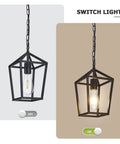 Cool Black Lantern Pendant Light For Kitchen Island And Hallway Modern Farmhouse Cage Pendant Lighting Retro Style Hanging Fixture.