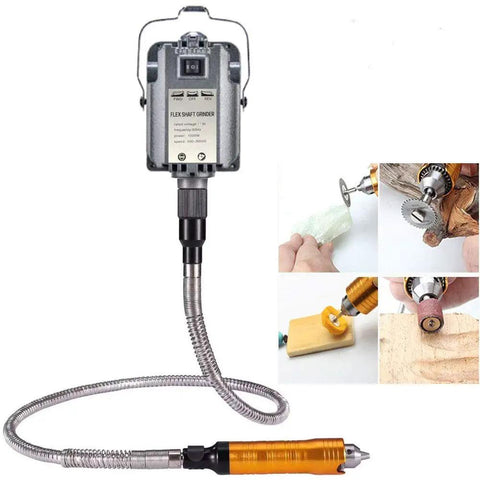 Powerful 1000W Hanging Flex Shaft Rotary Tool Kit With Foot Pedal Control Forward And Reverse Rotation 30000 RPM Multi Function Metalworking And Jewelry Repair Grinder For DIYers And Makers with flex shaft and tool examples