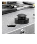 Built Like A Tank SBR Rubber Vacuum Pump Feet Push In Mount Engineered For DV Series Equipment Kickass Vibration Isolation Pads close-up of black rubber mount on metal surface.