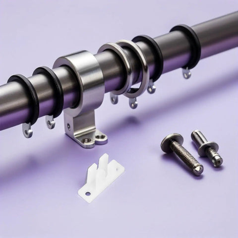 Kick Out Drafts With Heavy Duty Nylon Screen And Window Rollers Featuring Sturdy Guide Blocks For Double Track Sliding Doors Slick Gliding Pulleys Kit with metal pole and accessories