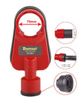 Red universal drilling dust shroud with vacuum suction, fits 3/8 to 2-5/8 inch holes for rotary hammers and drills.