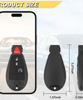 Key Fob Replacement For Dodge Ram 1500 2013 2021 And Ram 2500 3500 4500 5500 Remote Control With GQ4-53T 4 Buttons 2 Pieces dimensions