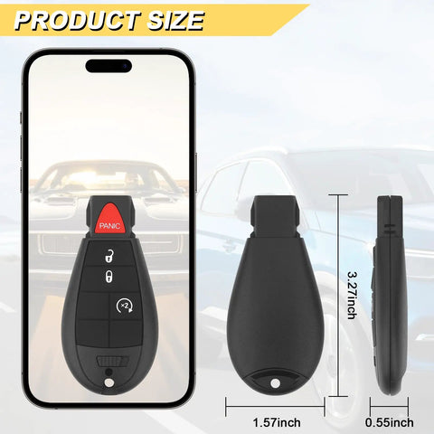 Key Fob Replacement For Dodge Ram 1500 2013 2021 And Ram 2500 3500 4500 5500 Remote Control With GQ4-53T 4 Buttons 2 Pieces dimensions
