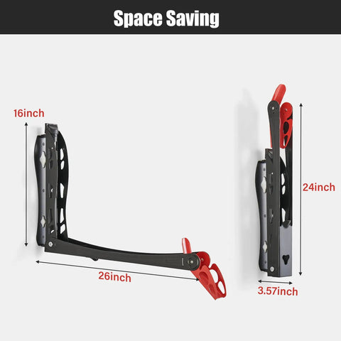 Swivel Bike Rack Set No Lift Wall Mounted Storage For Home And Garage Two Pack With Self Adjusting Receiver Side View