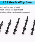 Complete M3 Hex Socket Head Cap Screws Kit With Nuts Washers And Lock Washers, M3 30 35 40 45 50mm Metric Bolts, 12.9 Grade Alloy Steel, 420 Pcs Handy For Appliances Furniture Repair And DIY Projects displayed on a white background with size variations and material details.