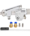 Top Shelf Pneumatic Paint Sprayer For Flawless Cabinet And Home DIY Jobs Slick Zinc Alloy Design with extra nozzles and cleaning brush.