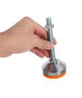 Heavy Duty Adjustable Leveling Feet With Swivel Bottoms And Thick Rubber Non Slip Grip For Shop Tables Tough Carbon Steel Frame Rock Solid Setup Protection Two Piece Bundle in hand