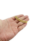 All Brass Shelf Support Hinges 60mm Golden Lid Support Bracket in hand showing curved shape and small size for easy install