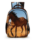 Western Style Horse Print Unisex Backpack With Large Capacity For School, Work, And Travel, Durable Polyester Daypack With Breathable Fabric