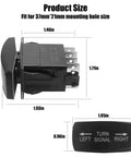 Side view of Rugged 12V LED Rocker Switch for Golf Carts UTVs and Dune Buggies with dimensions shown