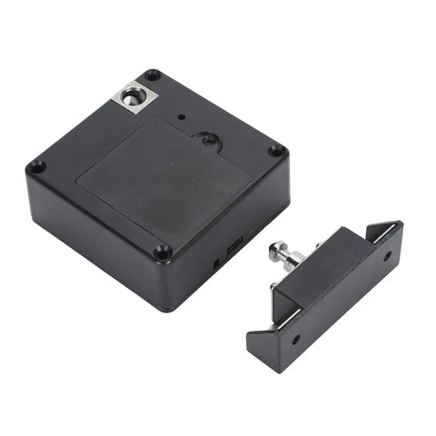 Seamless NFC Electronic Drawer Lock With Discreet Invisible Cabinet Mount for effortless storage, black lock hardware and bracket.