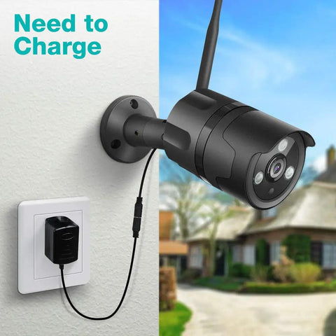 Mounted Top Notch 1080P Wifi Outdoor Security Camera With Full Hd Night Vision Ai Motion Detection, charging cable connected