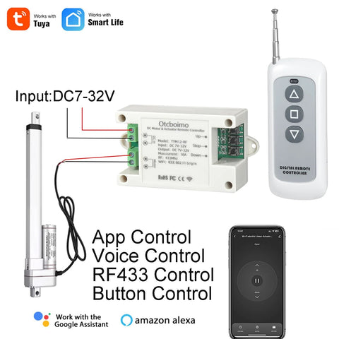 Amazon DC7-32V WiFi smart linear actuator motor controller with RF remote and smartphone app