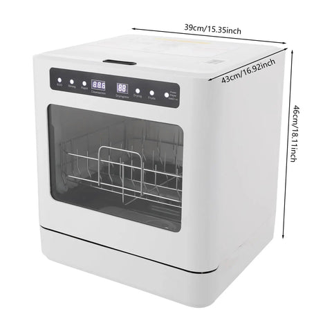 No Sweat Sleek Countertop Dishwasher Portable Electric Mini Washing Machine With Led Display And Rustproof Stainless Steel Interior, top view.
