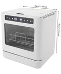 Plug And Play Countertop Dishwasher Featuring Hot Air Dry Cycle, 800W Portable 110V Sink Top Unit For Households Of 4 To 6, Compact Kitchen Game Changer In Durable Plastic Build showing dimensions and design.