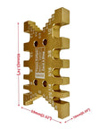 Heavy Duty Aluminum Router Table Insert Plate Featuring Beefy Back Fence And Dead Set Angle Ruler For Straight Shooting Wood Milling And Zero Drama Cutdowns, 95mm tall, gold caliper gauge with measuring markings.