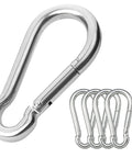 Beefy Heavy Duty Stainless Steel Carabiner Clips 3.15-Inch Large 5 Pack 600 Lb Load Capacity Spring Snap Locking Hooks for various uses