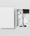 20 Inch Structured Wiring Enclosure With Screw On Cover Built Tough Steel Construction Clean Cable Management Recessed Or Surface Mount Compatible With On Q Accessories Glossy White open showing cable organization