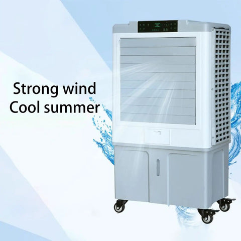 Portable Air Conditioner Evaporative Air Cooler With Oversized Water Tank And Reliable Remote Control Delivers No Sweat Cooling Power For Smooth Rolling Bedroom Garage Vibes with water spray detail.