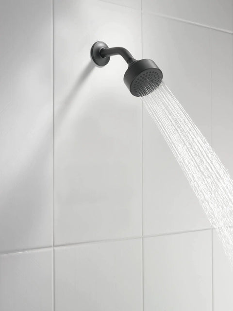 Matte Black Universal Shower Arm Replacement For RP6023BL With Durable Brass Build Easy Install and Universal Fit displaying water flow