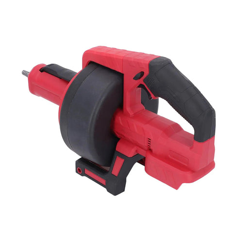Cordless Electric Drain Auger Knocks Out Nasty Drain Clogs Fast With 23 Foot Flexible Spiral Cable For Sinks Toilets And Bathtubs Heavy Duty Rechargeable Tool, side view.