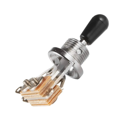 3 Way Short Straight Guitar Toggle Switch Pickup Selector With Replaceable Tip Cap Knobs, 12mm Shaft By 9mm Tall, black tip