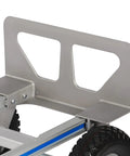 Close-up of rugged aluminum frame of Rugged Aluminum Folding Hand Truck And Rolling Dolly Cart With 500 Pound Capacity.