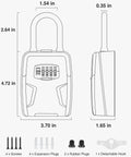 Dimensions diagram of a Large Key Lockbox With Hook Resettable Combination Waterproof Wall Mount Box With Shackle For Outdoor And Home Key Storage 1 Pack Gray Detachable Hook Hassle Free Access For Apartment Keys And Door Handle.