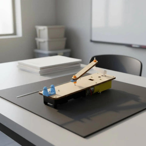 Reciprocating Linkage Linear Motion Demonstration Kit for Classroom Use, Desktop Mechanical Rod Assembly With Extendable Arm System, Hands On Physics Project for Students and Teachers wooden base