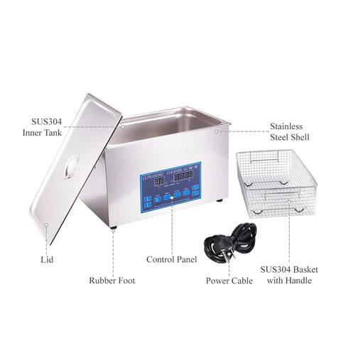 Degassing Ultrasonic Cleaner For Jewelry, PCBs, Engines, And Metal Lab Work With SUS304 Inner Tank, Basket, Digital Display