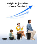Height adjustable Heavy Duty Portable Folding Toilet For Camping And Travel, various sizes shown with people sitting on it.