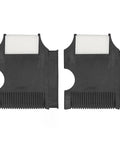 Front view: two black plastic boat rail-cleat clips with white rollers for 1in rails