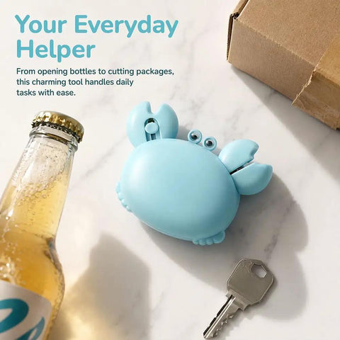Dope 4 In 1 Magnetic Fridge Mount Multi Tool With Bottle Opener, Retractable Box Cutter And Mini Scissors on kitchen counter