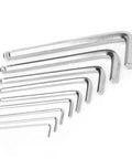 Heavy Duty Hex Key Set With Nine Durable Chrome Vanadium Wrenches Perfect For DIY Repairs And Home Workshop Jobs In All Sizes From Small To Large. 9-piece chrome vanadium hex key set